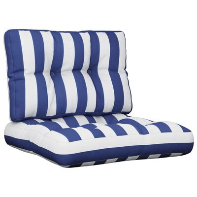 vidaXL Палетни възглавници, 2 бр, синьо-бели ивици, текстил