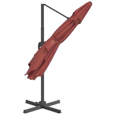 vidaXL Конзолен чадър с алуминиев прът, теракота, 300x300 см