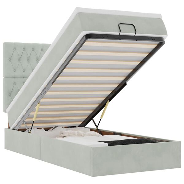 vidaXL Османска легло с матраци, светлосиво, 80x200 см, кадифе