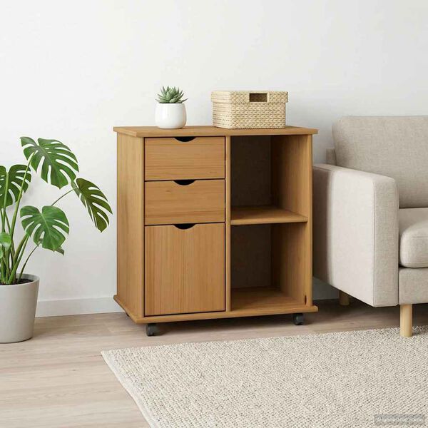 vidaXL Плъзгащ кабинет Меден кафяв 63,5 x 39 x 65,5 см Солиден бор