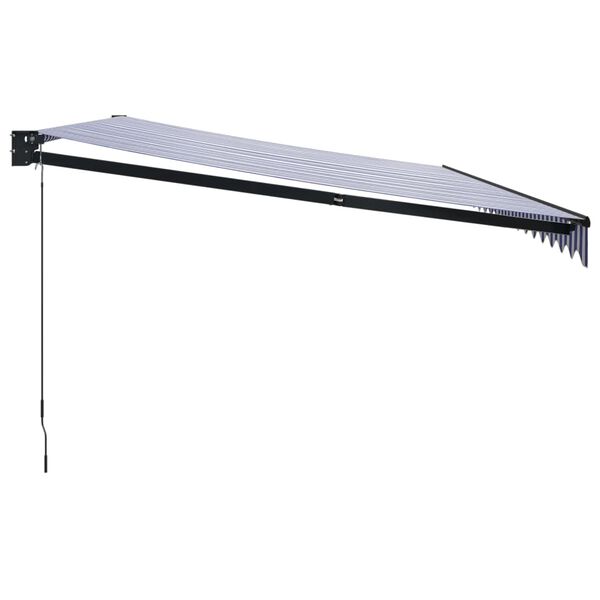 vidaXL Прибираща се тента синьо и бяло 5x3 м плат и алуминий