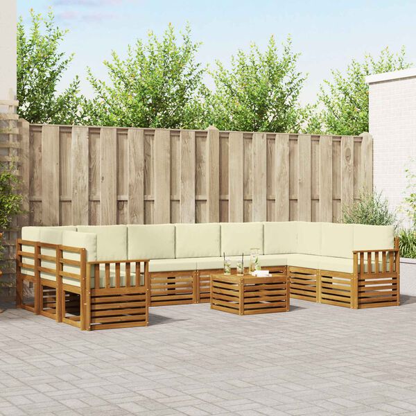 vidaXL Комплекти дивани с възглавница 11 pcs Натурален и Крема