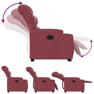 vidaXL Електрически изправящ реклайнер стол, виненочервен, текстил