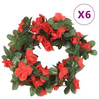 vidaXL Гирлянди от изкуствени цветя 6 бр пролетно червени 250 см