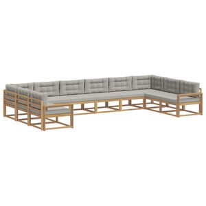 vidaXL Комплект дивани за открито 10 pcs Бяло и светлосиво