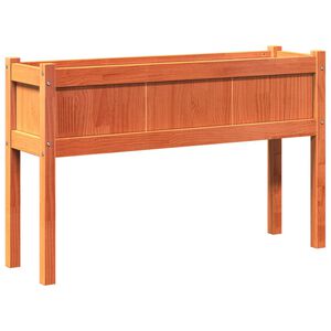 vidaXL Градинска кашпа с крака, восъчнокафяв, 110x31x70 см, бор масив