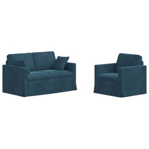 vidaXL Комплект дивани 2 pcs Синьо 138 x 78 x 80 см Кадифе