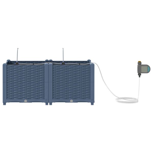 vidaXL Градинска саксия 2 pcs Сив 80 x 40 x 37,5 см Пластмаса