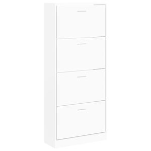 vidaXL Шкаф за обувки, бял, 63x24x147 см, инженерно дърво