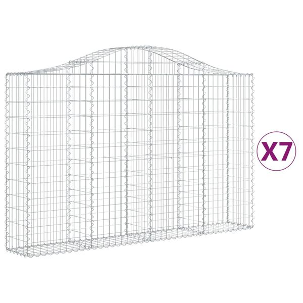 vidaXL Габионни кошници арка 7 бр 200x30x120/140 см поцинковано желязо