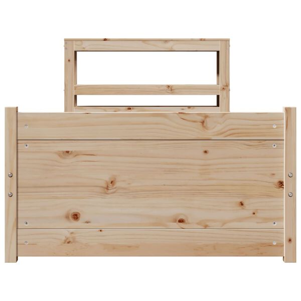 vidaXL Рамка за легло с табла, 90x200 см, борово дърво масив