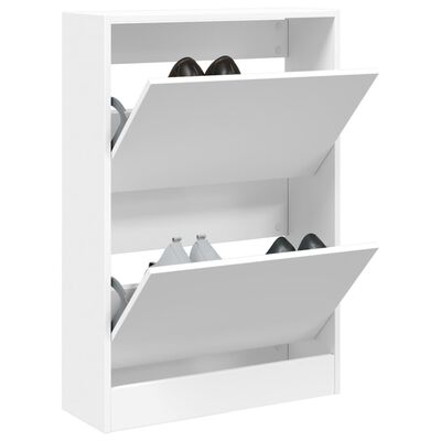 vidaXL Шкаф за обувки, бял, 60x21x87,5 см, инженерно дърво