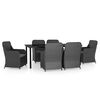 vidaXL Градински трапезен комплект с възглавници 7 части черен