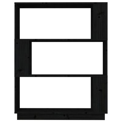 vidaXL Библиотека/разделител за стая, черна, 80x25x101 см, бор масив