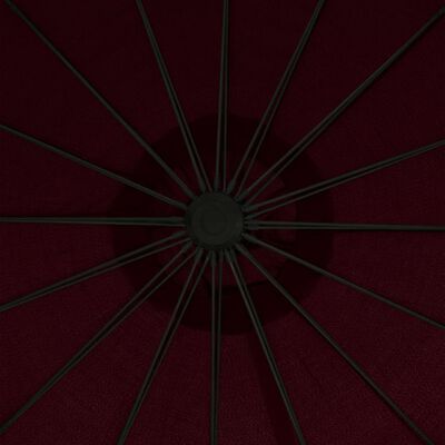 vidaXL Висящ чадър за слънце, бордо, 3 м, алуминиев прът