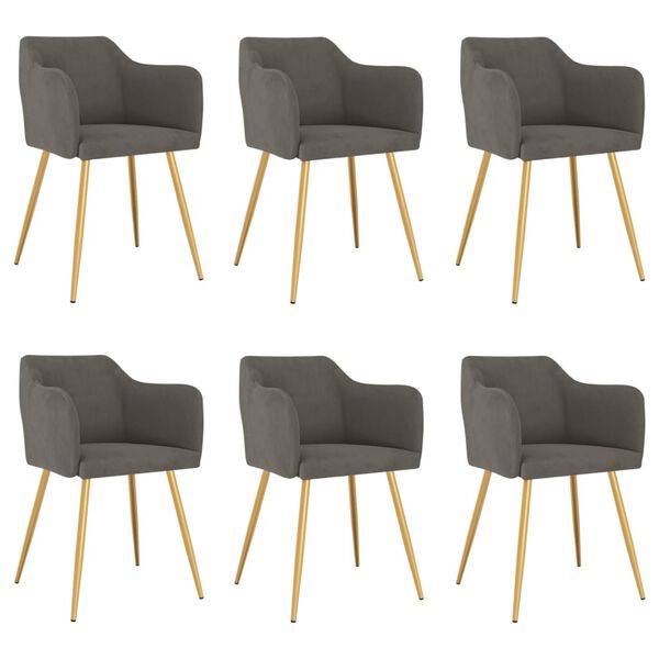 vidaXL Трапезни столове, 6 бр, тъмносиви, кадифе