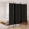 vidaXL Параван за стая, 6 панела, черен, 240x220 cм, плат