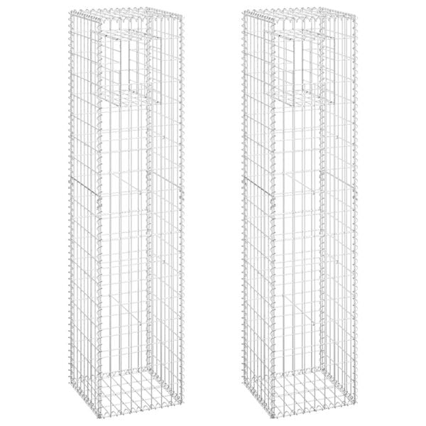 vidaXL Габионна кошница стълб, 2 бр, 40x40x180 cм, желязо