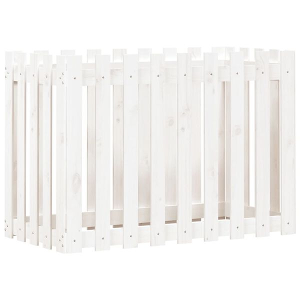 vidaXL Градинска леха с дизайн на ограда бяла 100x50x70 см бор масив