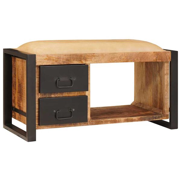 vidaXL Пейка с място за съхранение Кафяво Масивна дървесина от манго