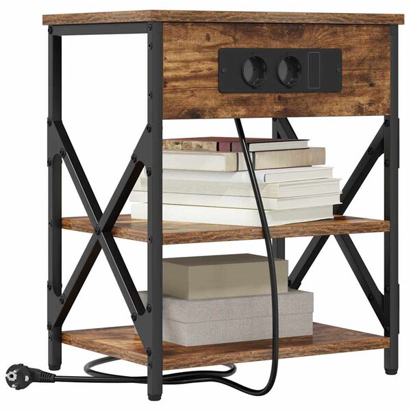 vidaXL Нощен шкаф с рафт Димян дъб 41 x 31 x 51 см Инженерно дърво