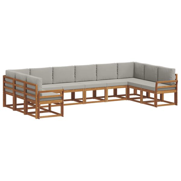 vidaXL Комплект дивани за открито 10 pcs Естествено и светло сиво