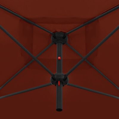 vidaXL Двоен чадър със стоманен прът, 250x250 см, теракота