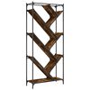 vidaXL Библиотека, опушен дъб, 79x30x180 см, инженерно дърво и метал