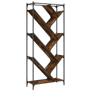vidaXL Библиотека, опушен дъб, 79x30x180 см, инженерно дърво и метал