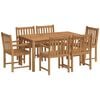 vidaXL Градински комплект за хранене, 7 части, 150x90 см, масивно тиково дърво