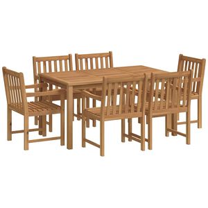 vidaXL Градински комплект за хранене, 7 части, 150x90 см, масивно тиково дърво