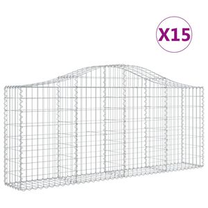 vidaXL Габионни кошници арка 15 бр 200x30x80/100 см поцинковано желязо