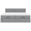 vidaXL Османска легло с матраци и LED, светлосиво, 180x200 см, плат