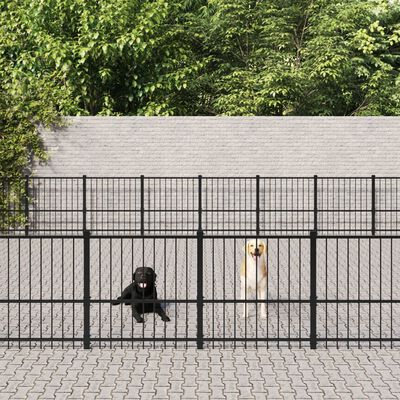 vidaXL Дворна клетка за кучета, стомана, 94,09 м²