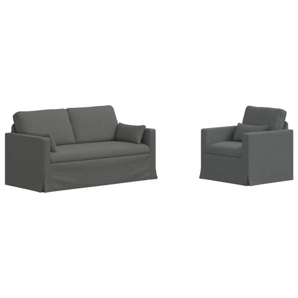 vidaXL Диван 2 pcs Тъмен сив 158 x 78 x 80 см текстил