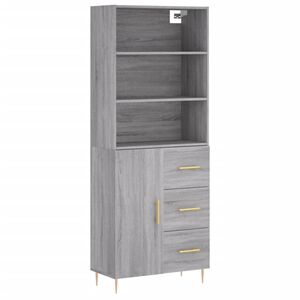 vidaXL Висок шкаф, сив сонома, 69,5x34x180 см, инженерно дърво