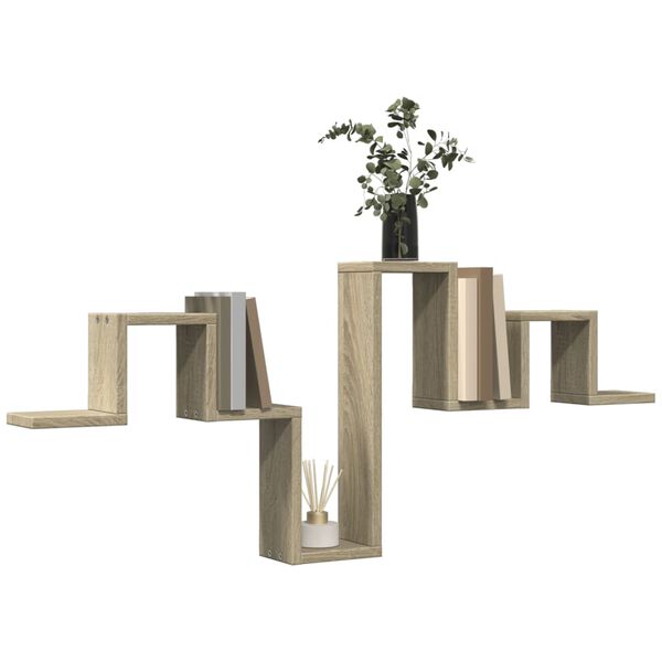 vidaXL Стенен рафт, дъб сонома, 104,5x10x43 см, инженерно дърво