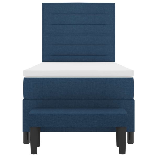 vidaXL Легло с пружинирана основа с матрак Синьо 90 x 190 cm текстил