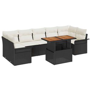 vidaXL Градински Софа Комплект със съхранение 8 pcs Черно Полиратан