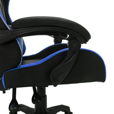vidaXL Геймърски стол RGB LED осветление синьо/черно изкуствена кожа