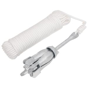 vidaXL Сгъваема котва с въже, сребриста, 2,5 кг, ковък чугун