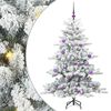 vidaXL Изкуствено коледно дърво с хингед Зелен и бял 150 cm ПВЦ