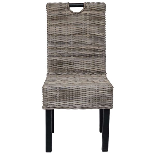 vidaXL Трапезен стол, 4 бр, кубу ратан, мангово дърво