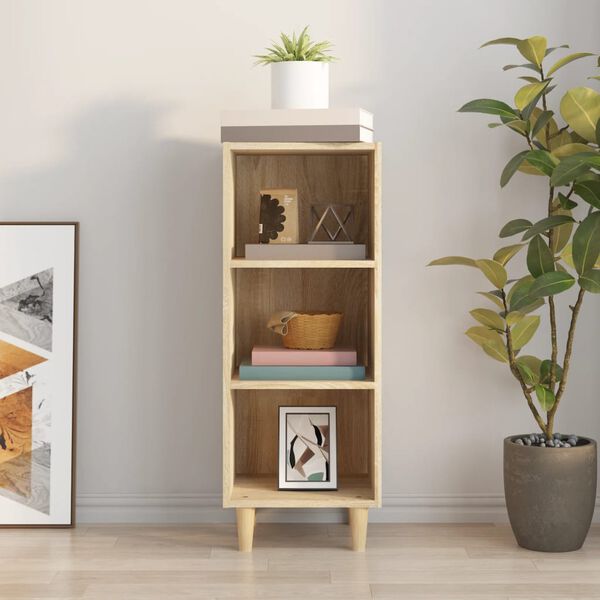 vidaXL Сайдборд, Дъб сонома, 34,5x32,5x90 см, инженерно дърво