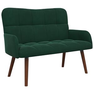 vidaXL Двуместна софа Тъмнозелено 115 x 61 x 87 см Кадифе