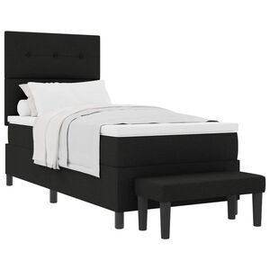vidaXL Легло с пружинирана основа с таблото Черно 90 x 190 cm текстил