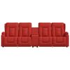 vidaXL 4-местен масажен реклайнер с държачи за чаши червен еко кожа