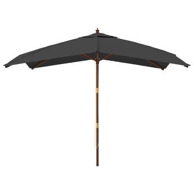vidaXL Градински чадър с дървен прът, антрацит, 300x300x273 см