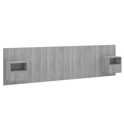 vidaXL Горна табла за легло с шкафчета, сив сонома, инженерно дърво