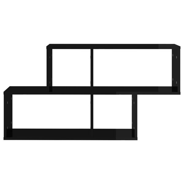 vidaXL Стенен рафт, черен гланц, 100x18x53 см, инженерно дърво